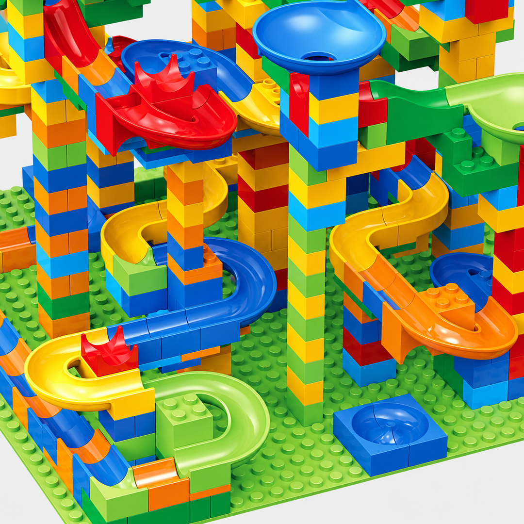 Build & Roll Track Blocks — close-up of connected ramps and blocks