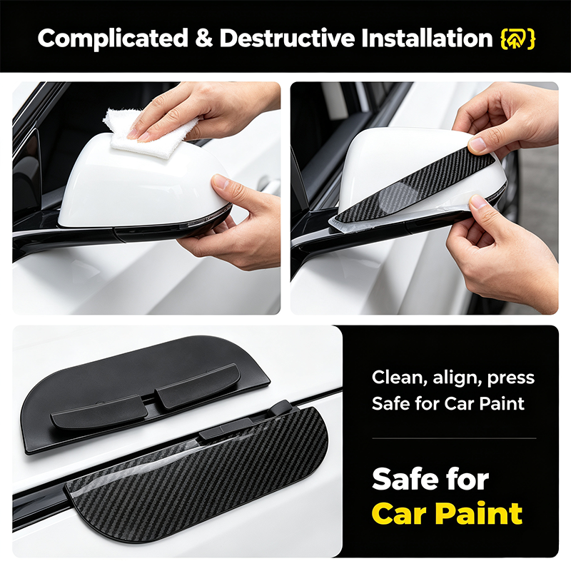 Car Mirror Rain Visor Pair — additional details and use