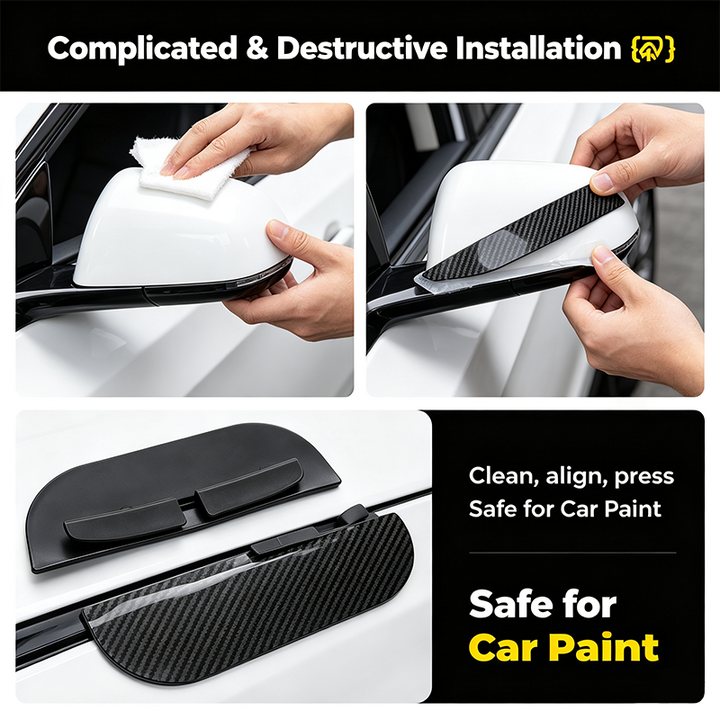 Car Mirror Rain Visor Pair — additional details and use