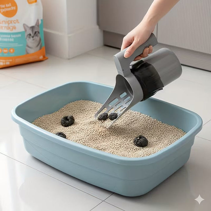 Cat Litter Scoop with Bin — additional details and use