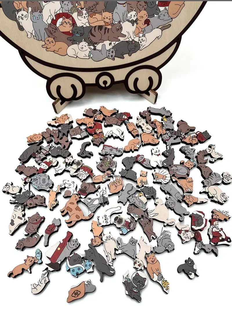 Cat-Shaped Wooden Jigsaw Puzzle — additional product view
