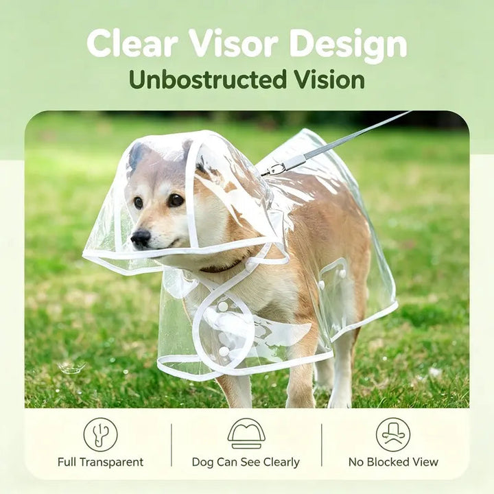 Clear Hooded Dog Raincoat — additional details and use