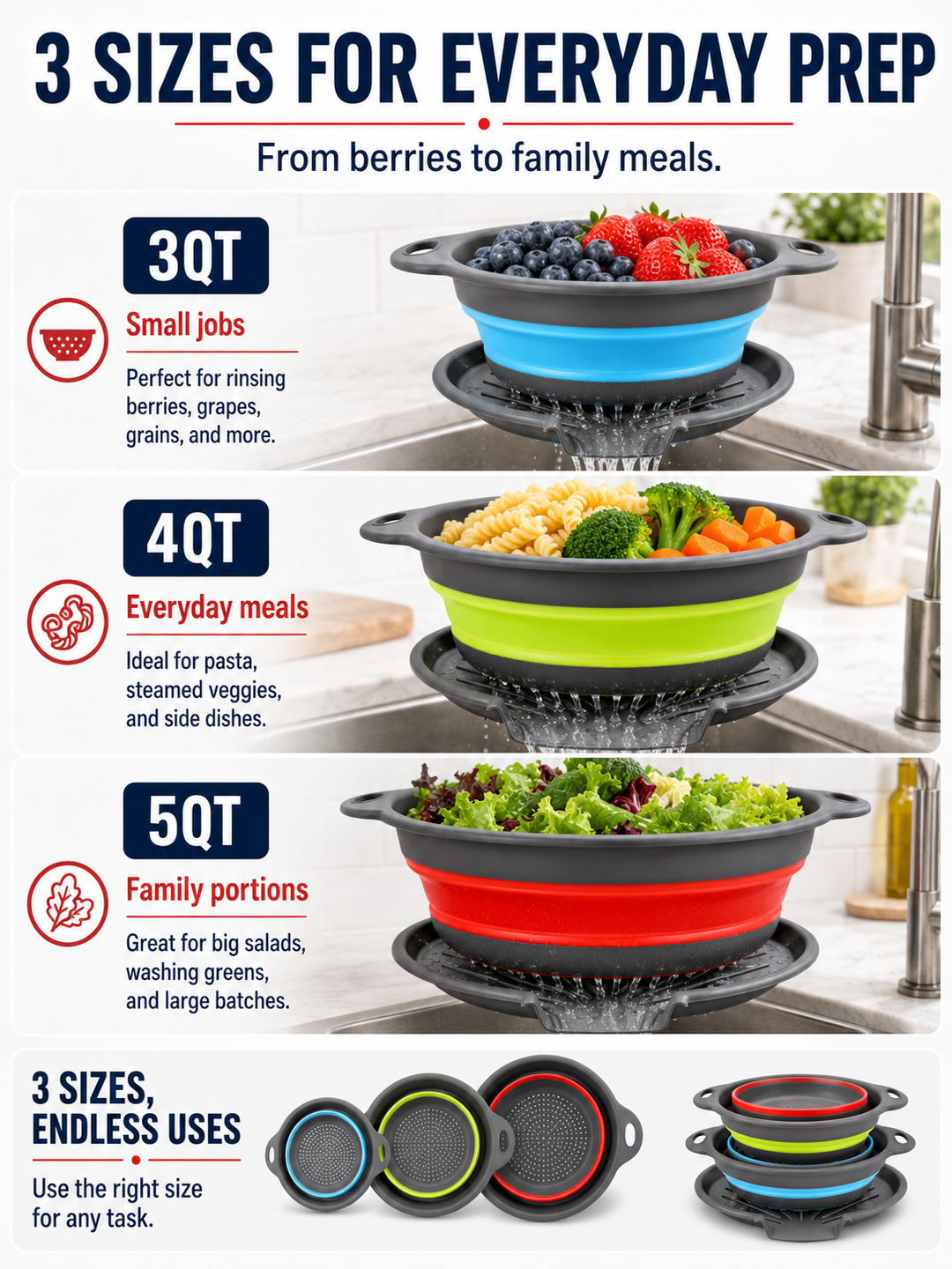 Collapsible Over-Sink Colander — additional product view