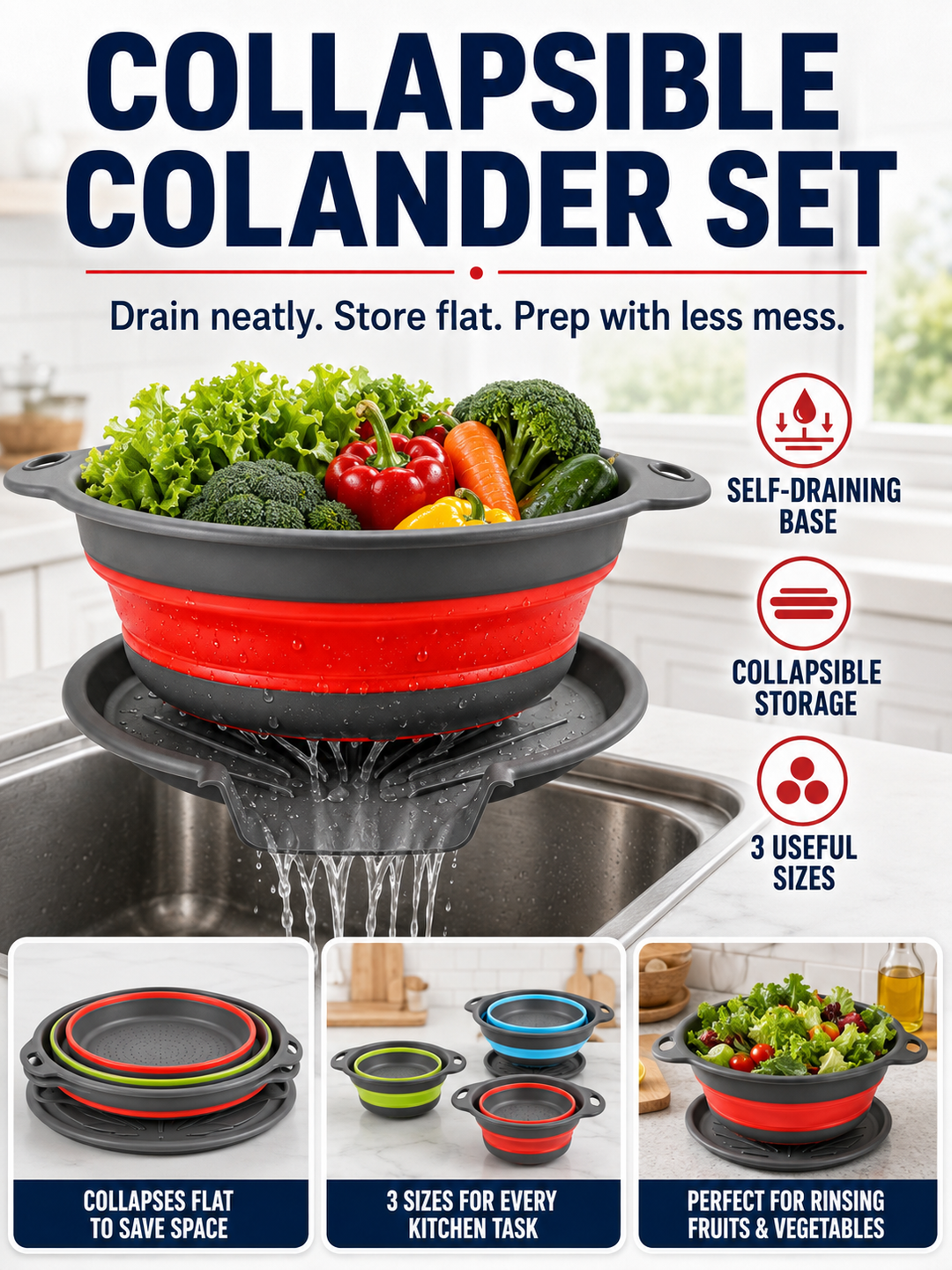 Collapsible Over-Sink Colander — product photo