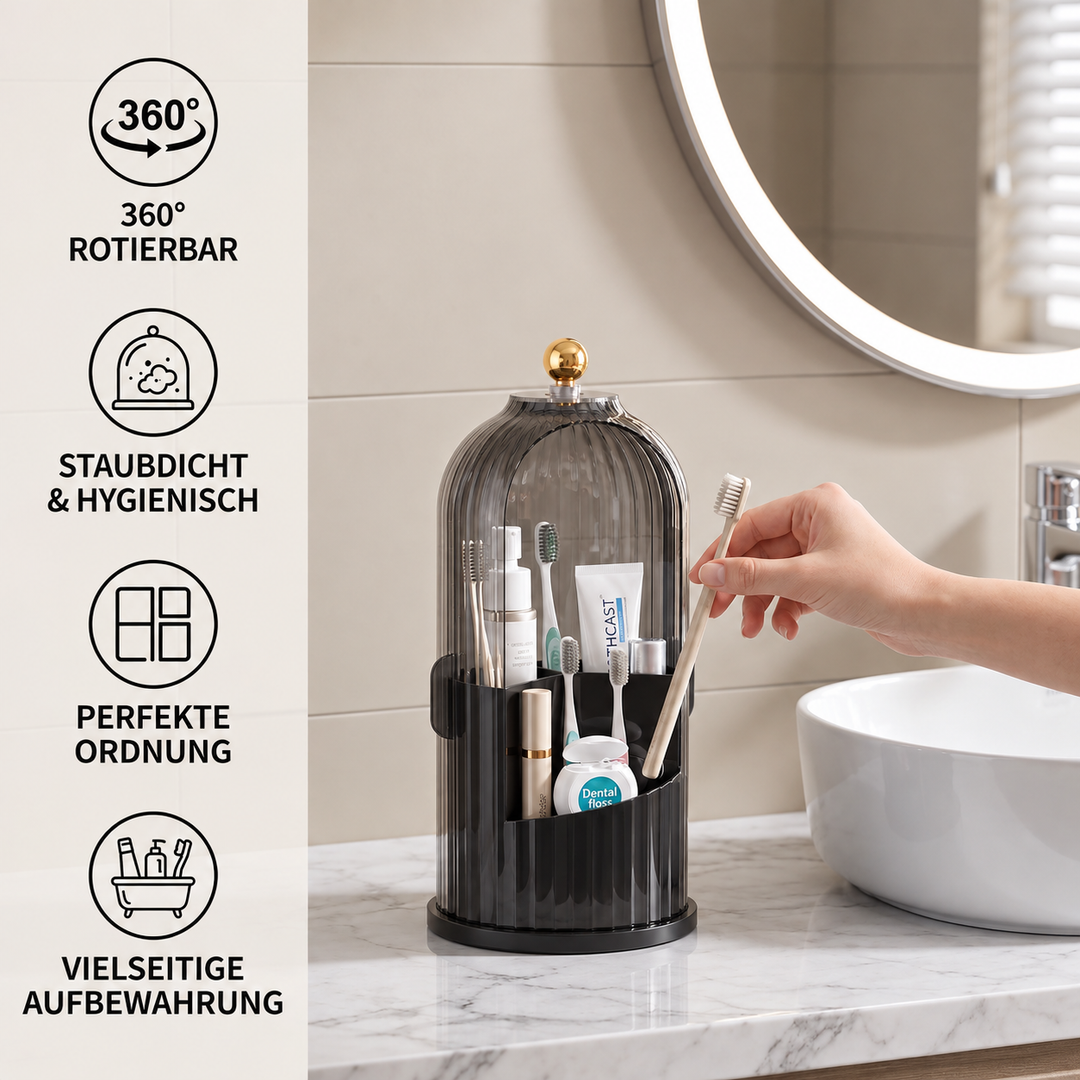 Covered Toothbrush Carousel — additional details and use
