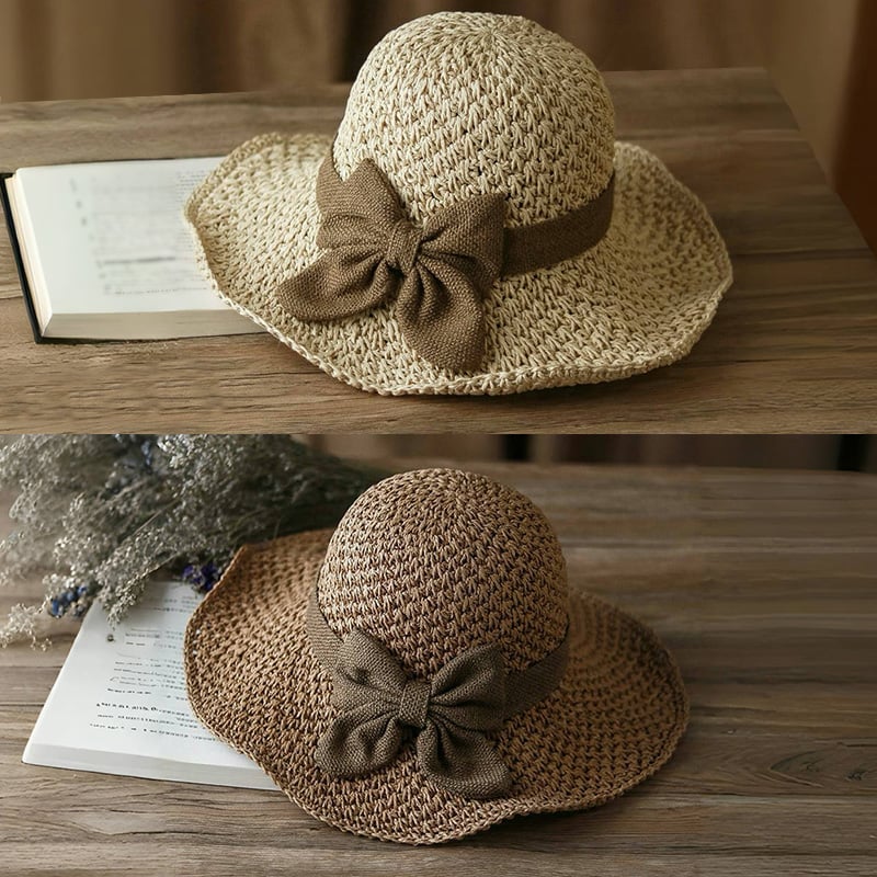 Foldable Bow Straw Hat — product photo