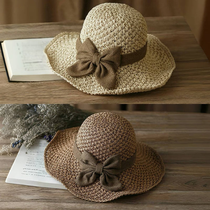Foldable Bow Straw Hat — product photo