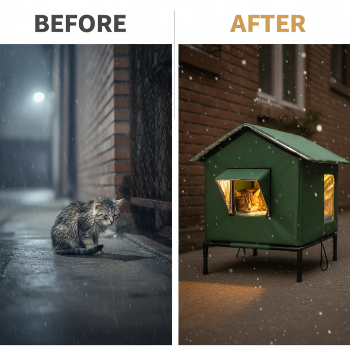 Foldable Outdoor Cat Shelter — additional details and use