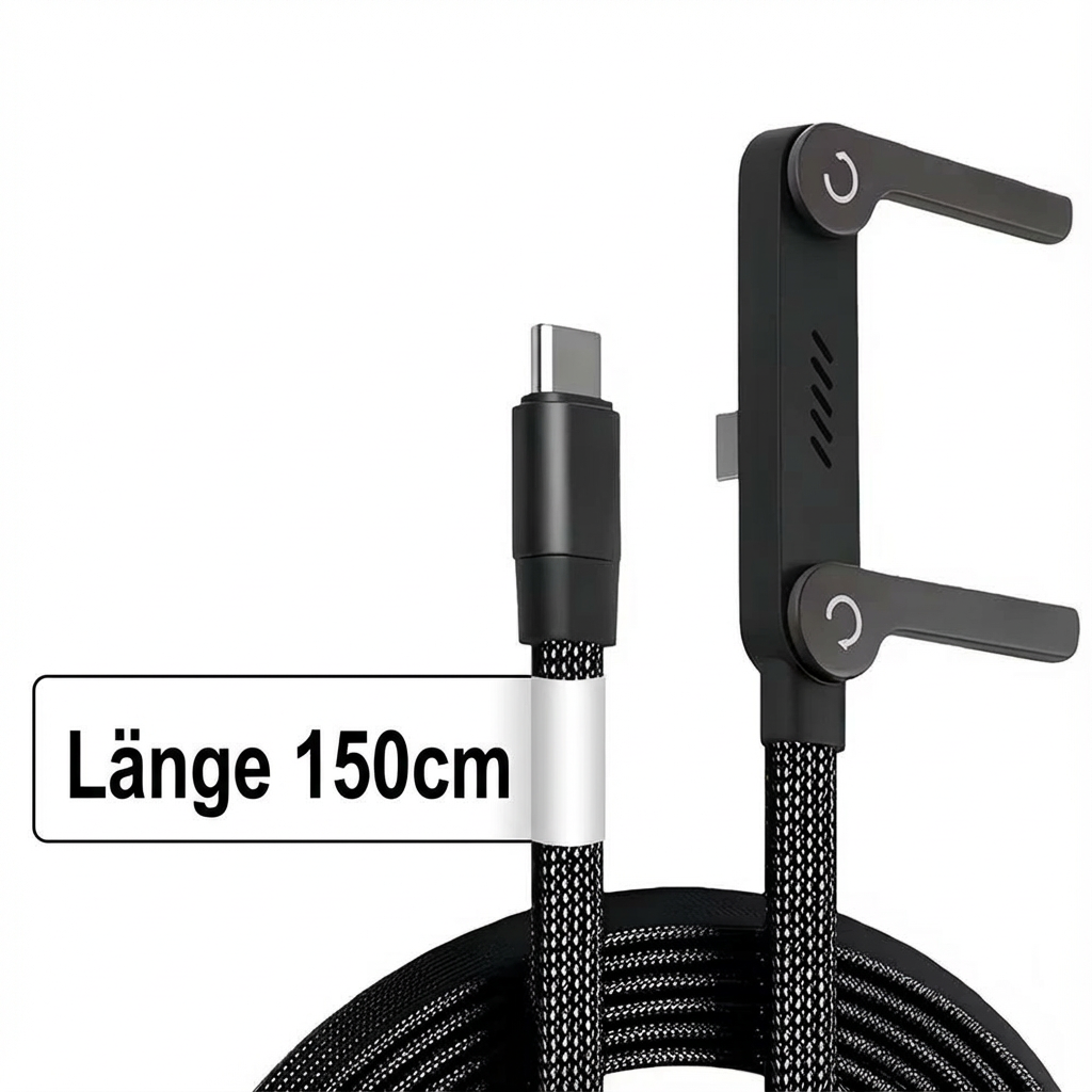 Folding Cable Phone Stand — additional details and use