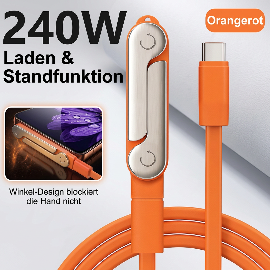 Folding Phone Stand with USB-C Cable — additional details and use