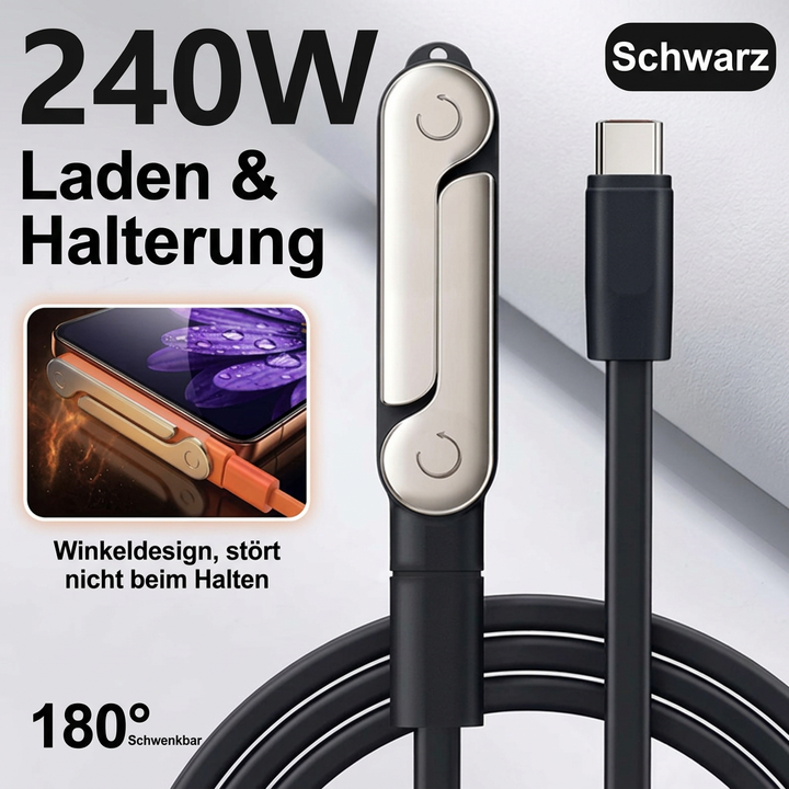 Folding Phone Stand with USB-C Cable — additional details and use