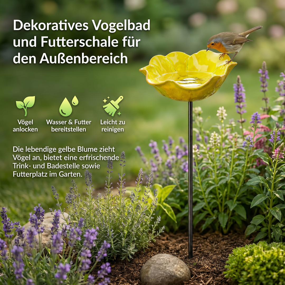 Garden Bird Bath & Feeding Bowl — additional details and use