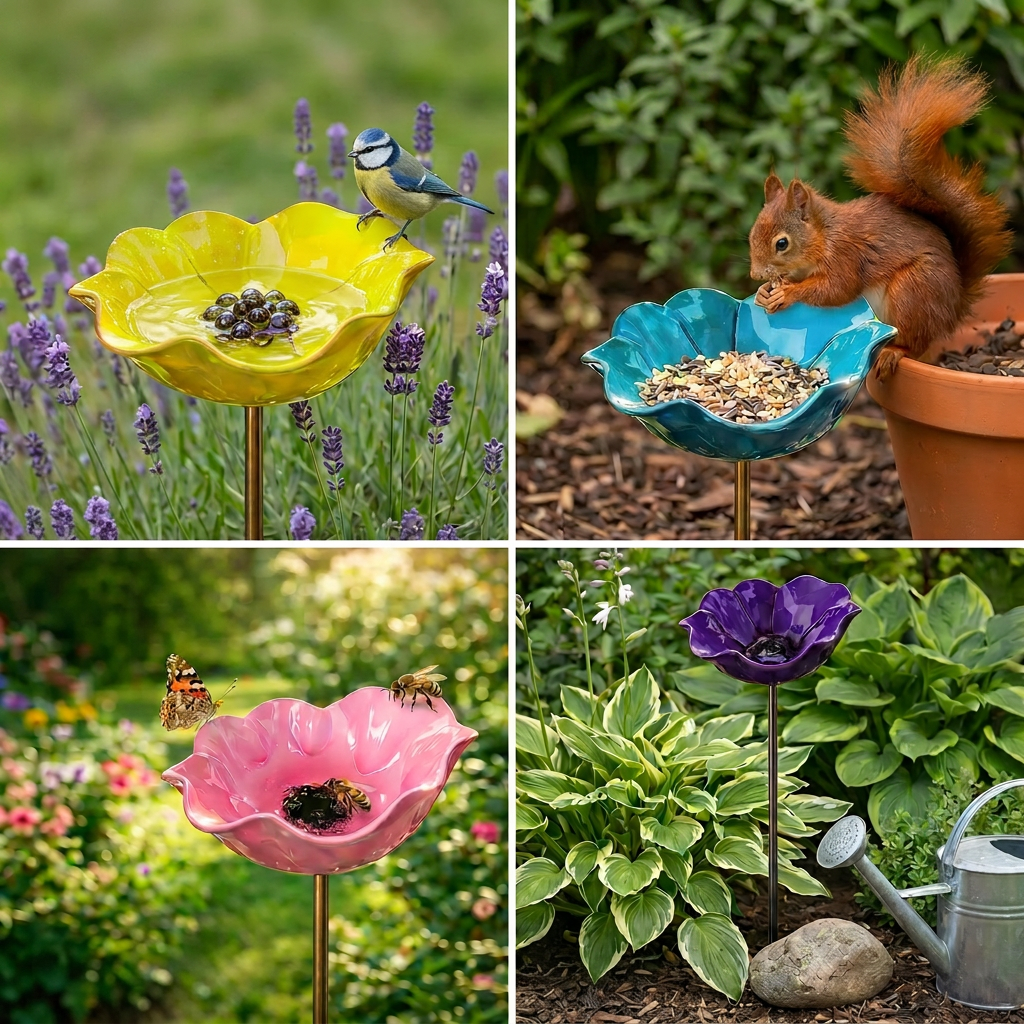 Garden Bird Bath & Feeding Bowl — additional details and use
