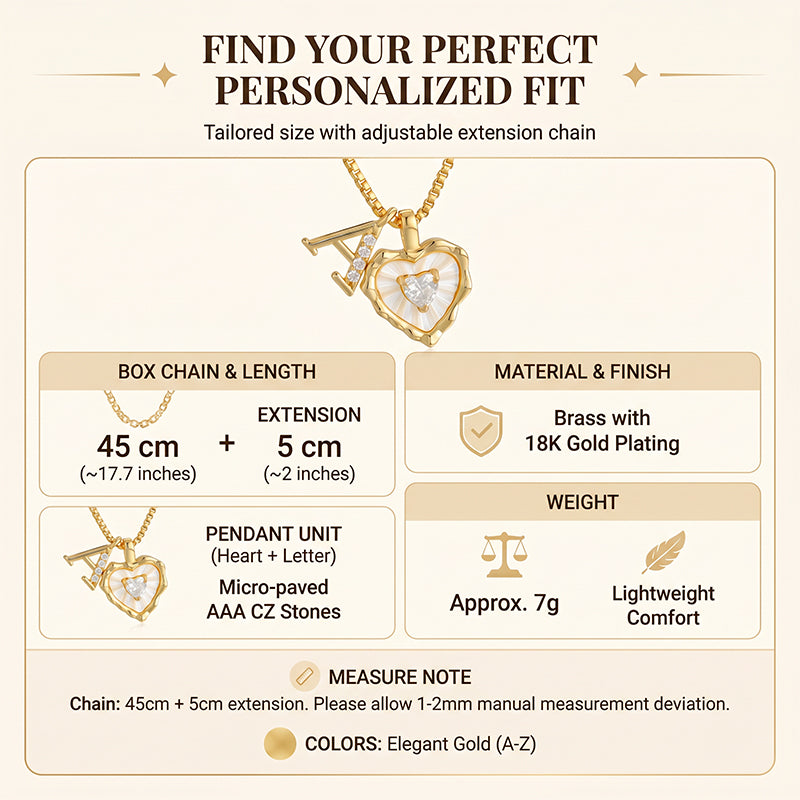 Heart Initial Pendant Necklace — additional details and use