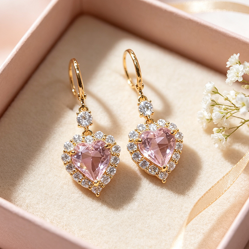 Heart Sparkle Drop Earrings — product photo