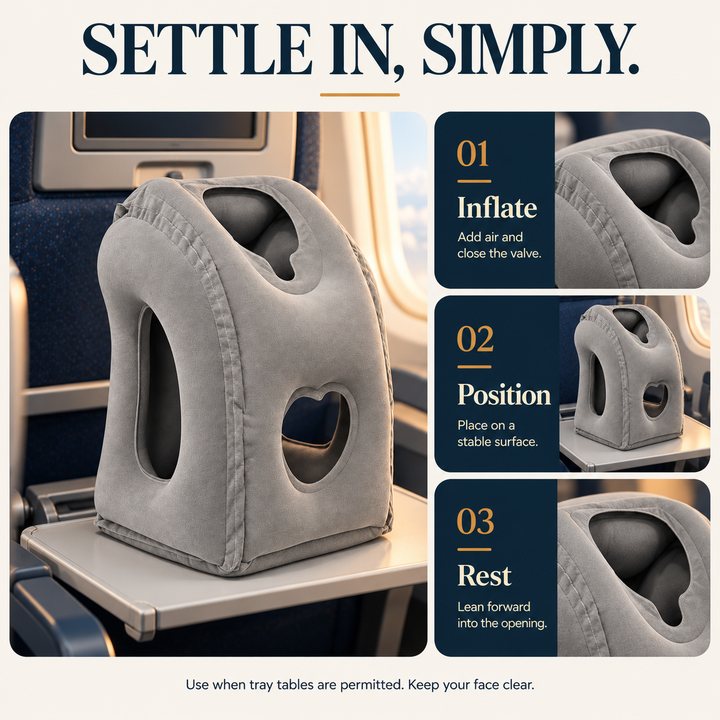 Lean-Forward Travel Pillow — additional details and use