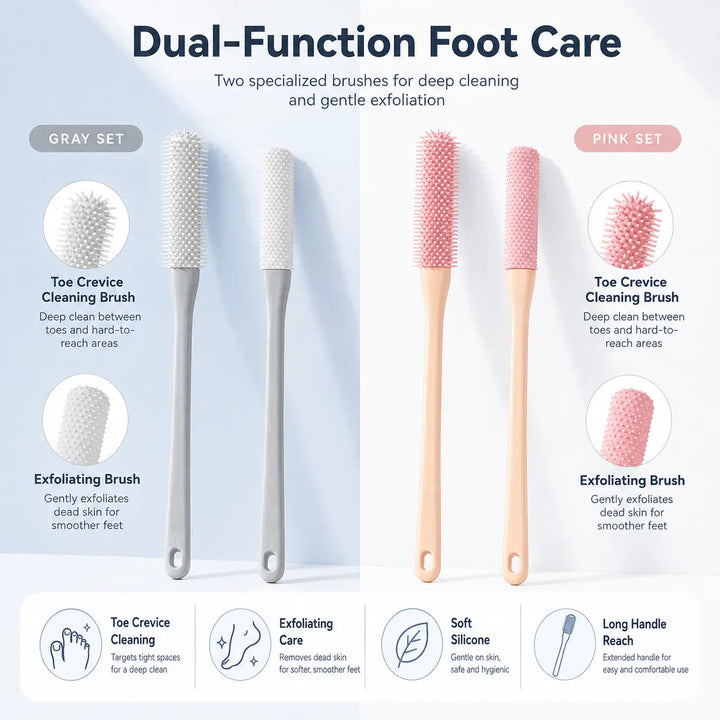 Long-Handle Silicone Foot Brush — additional details and use