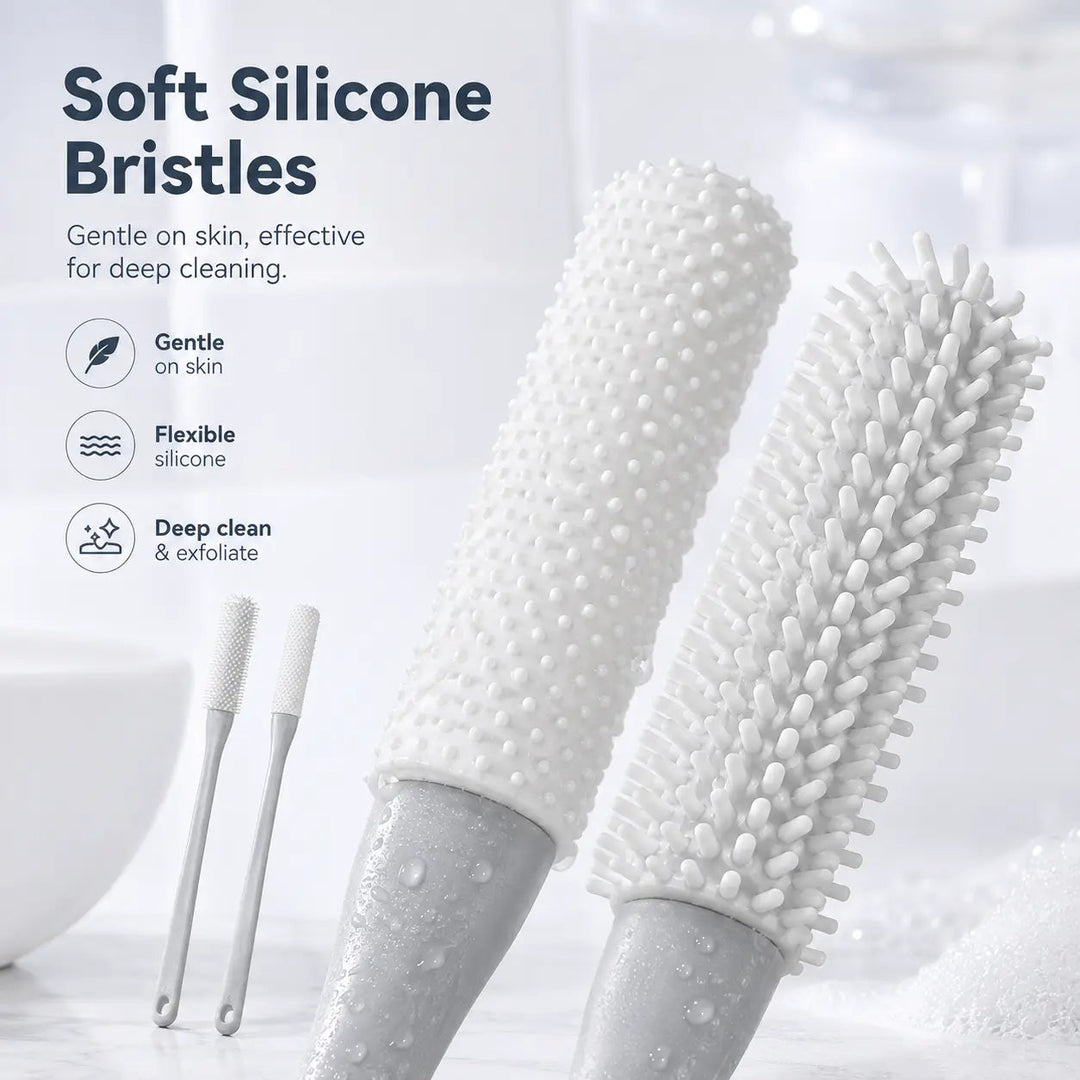 Long-Handle Silicone Foot Brush — additional details and use