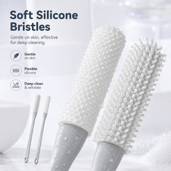 Long-Handle Silicone Foot Brush — additional details and use