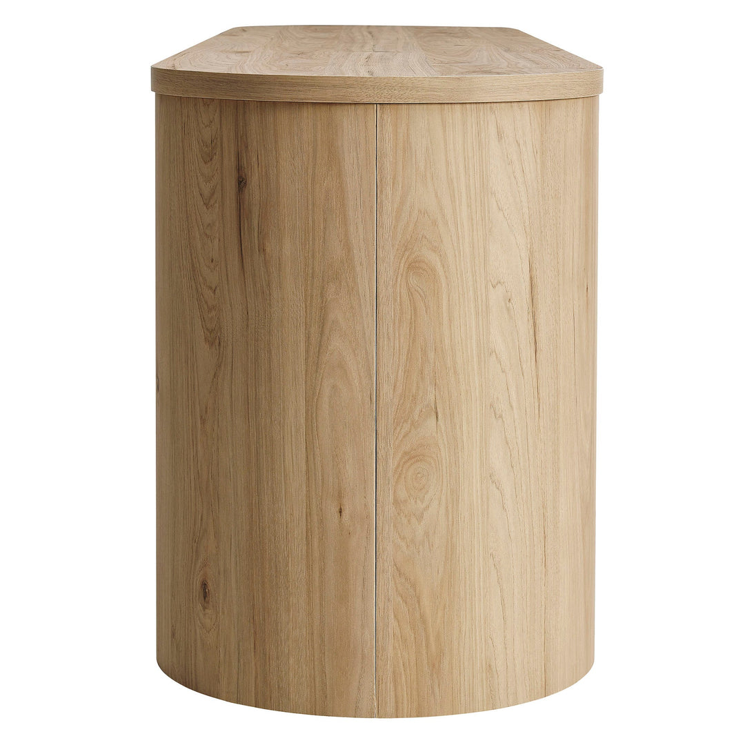 Duval 71 Inch Oval TV Cabinet — Light Oak — alternate view