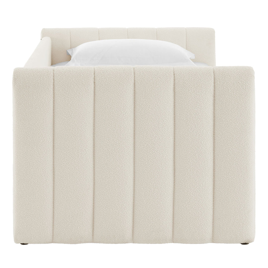 Veyla Channel Tufted Boucle Twin Daybed With Trundle — Cloud — detail view