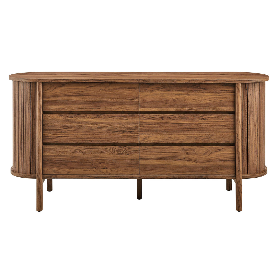 Cadence 6-Drawer Curved Dresser — Walnut — detail view