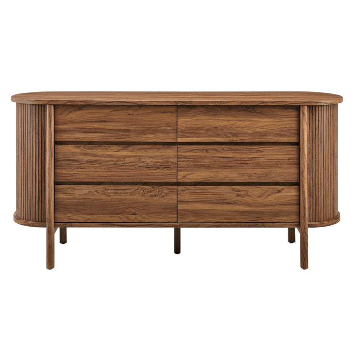Cadence 6-Drawer Curved Dresser — Walnut — detail view