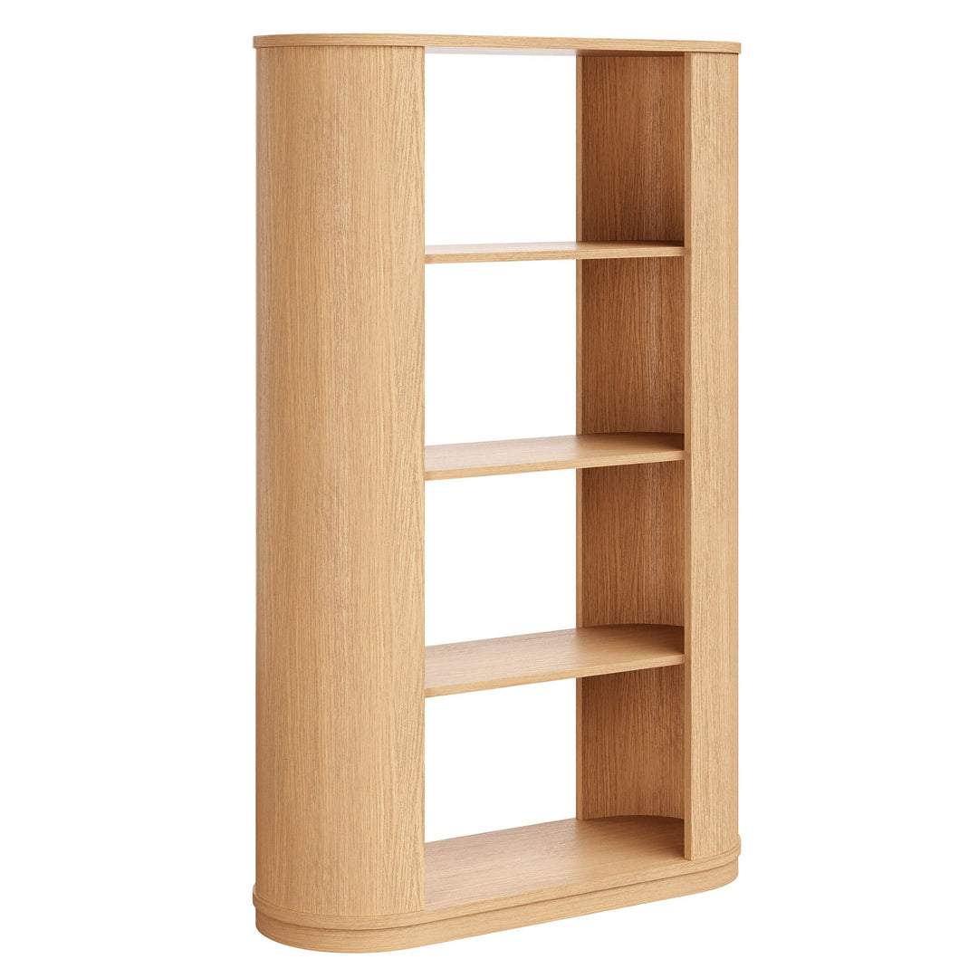 Aspect 74 Inch Curved 4 Tier Bookshelf — Natural — front view