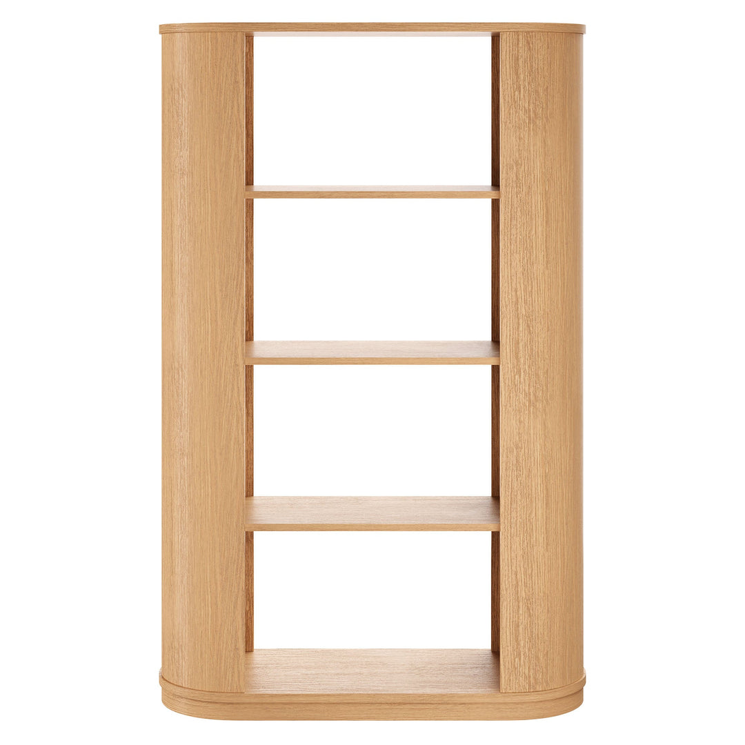 Aspect 74 Inch Curved 4 Tier Bookshelf — Natural — detail view