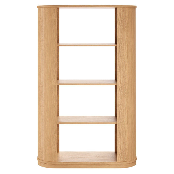 Aspect 74 Inch Curved 4 Tier Bookshelf — Natural — detail view