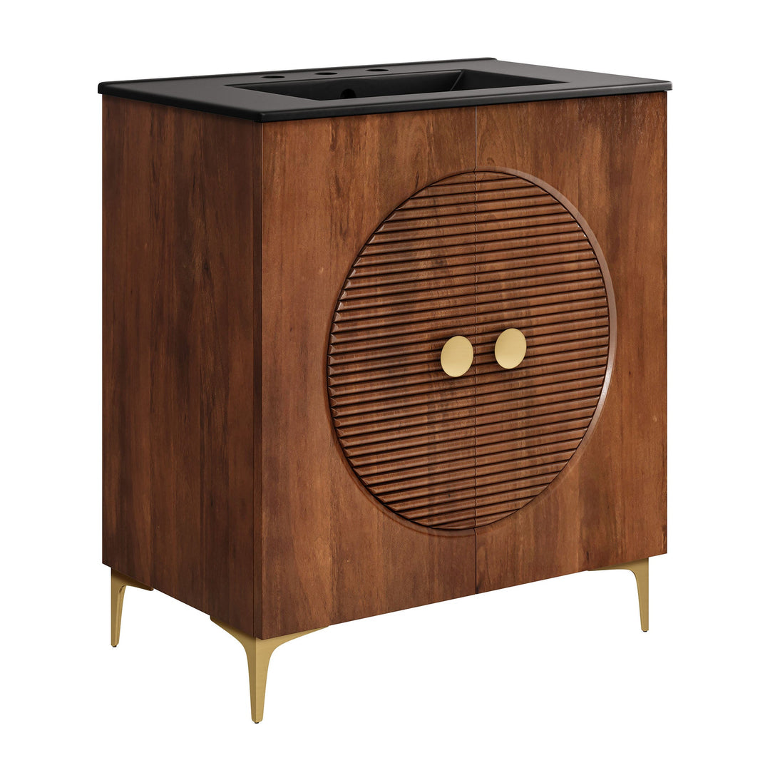 Vernon 30" Fluted Wood Vanity Cabinet With Sink — Walnut Black — alternate view