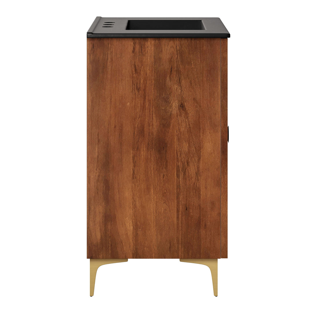 Vernon 30" Fluted Wood Vanity Cabinet With Sink — Walnut Black — detail view