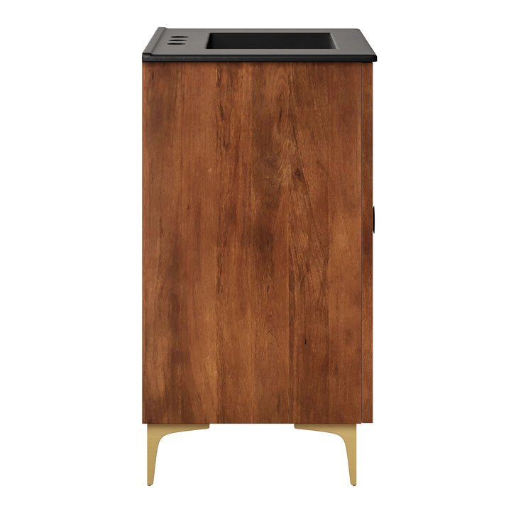 Vernon 30" Fluted Wood Vanity Cabinet With Sink — Walnut Black — detail view