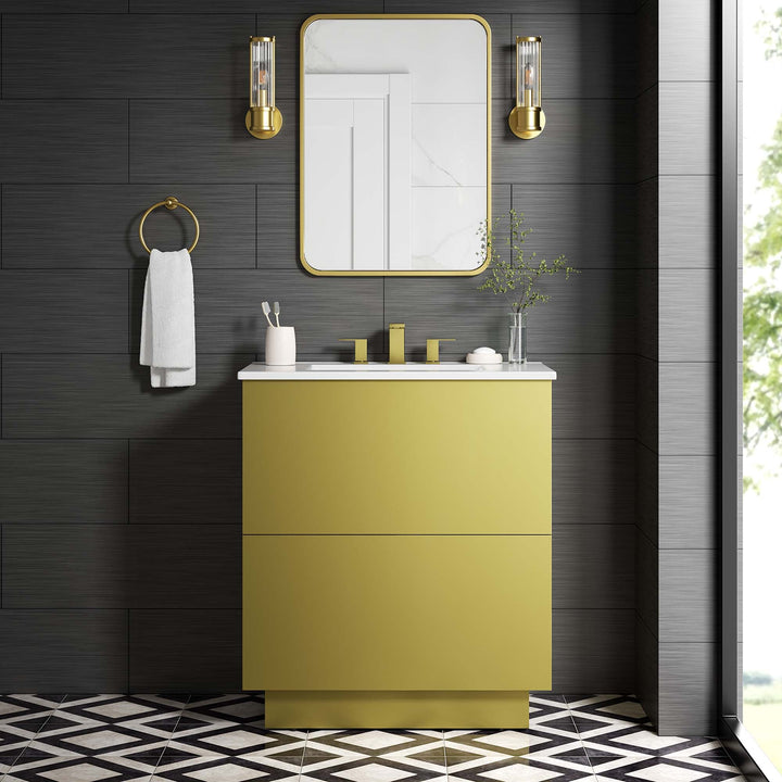 Quantum Bathroom Vanity Basin Included — 30" / White Gold — room setting