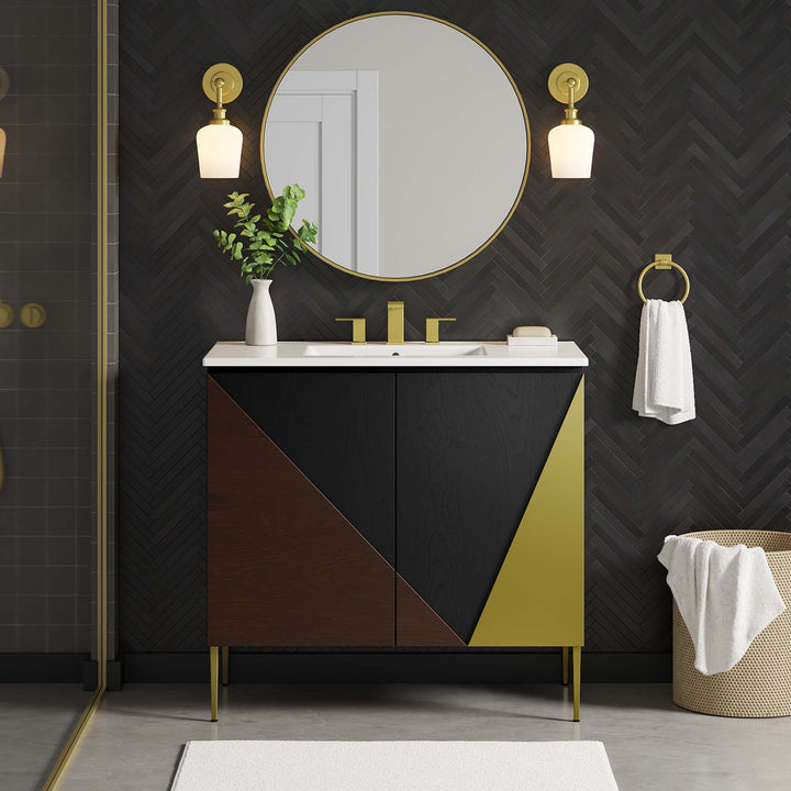 Alchemist Bathroom Vanity Basin Included — 36" / White Black — room setting