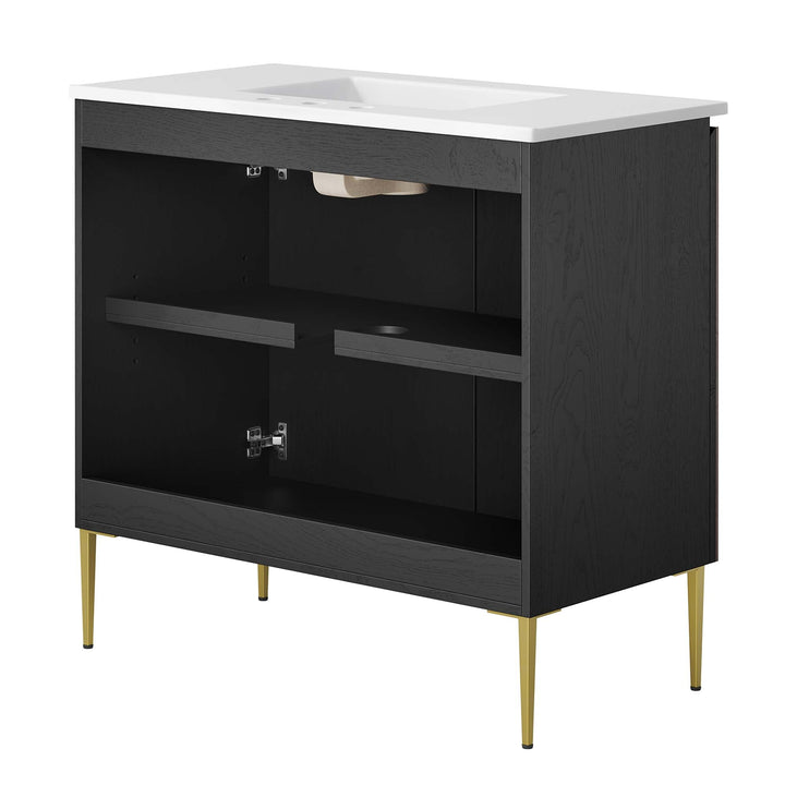 Alchemist Bathroom Vanity Basin Included — 36" / White Black — detail view