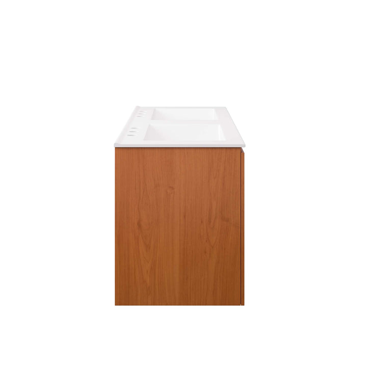 Scenic 48" Double Wall-Mount Bathroom Vanity — 48" Double / Cherry White — alternate view