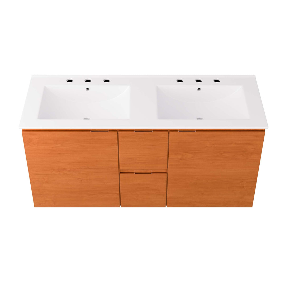 Scenic 48" Double Wall-Mount Bathroom Vanity — 48" Double / Cherry White — detail view