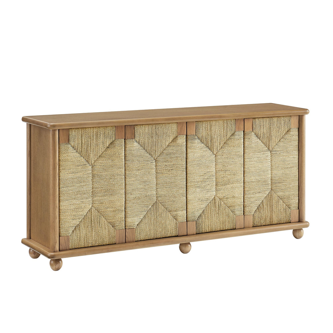 Marola 71 Inch Oak Wood Seagrass Sideboard — Oak — front view