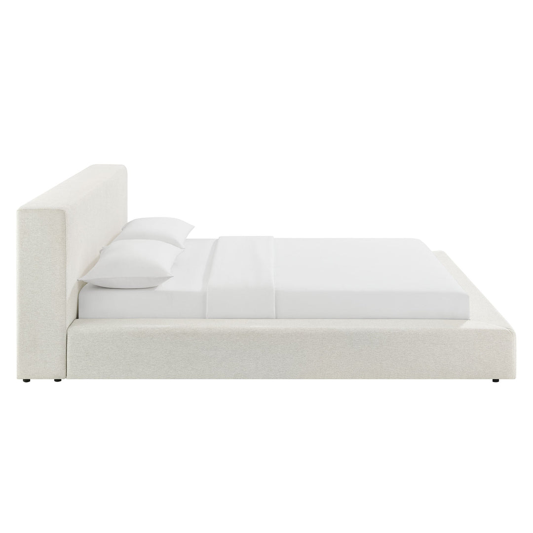 Luma Chenille Upholstered Platform Bed Frame — Queen / Ivory Fabric — alternate view