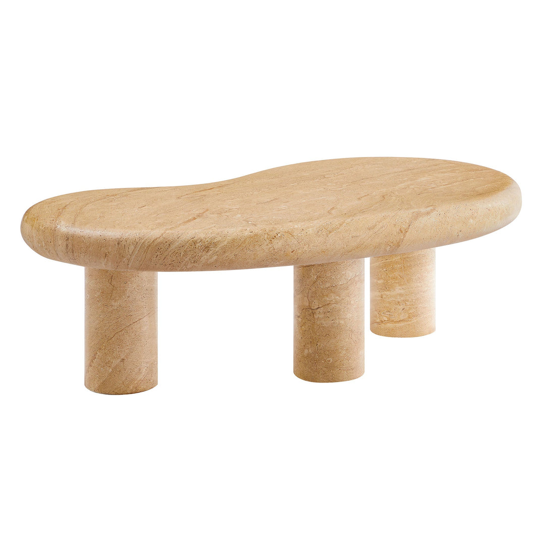 Elowen Indoor - Outdoor Coffee Table — Travertine — detail view