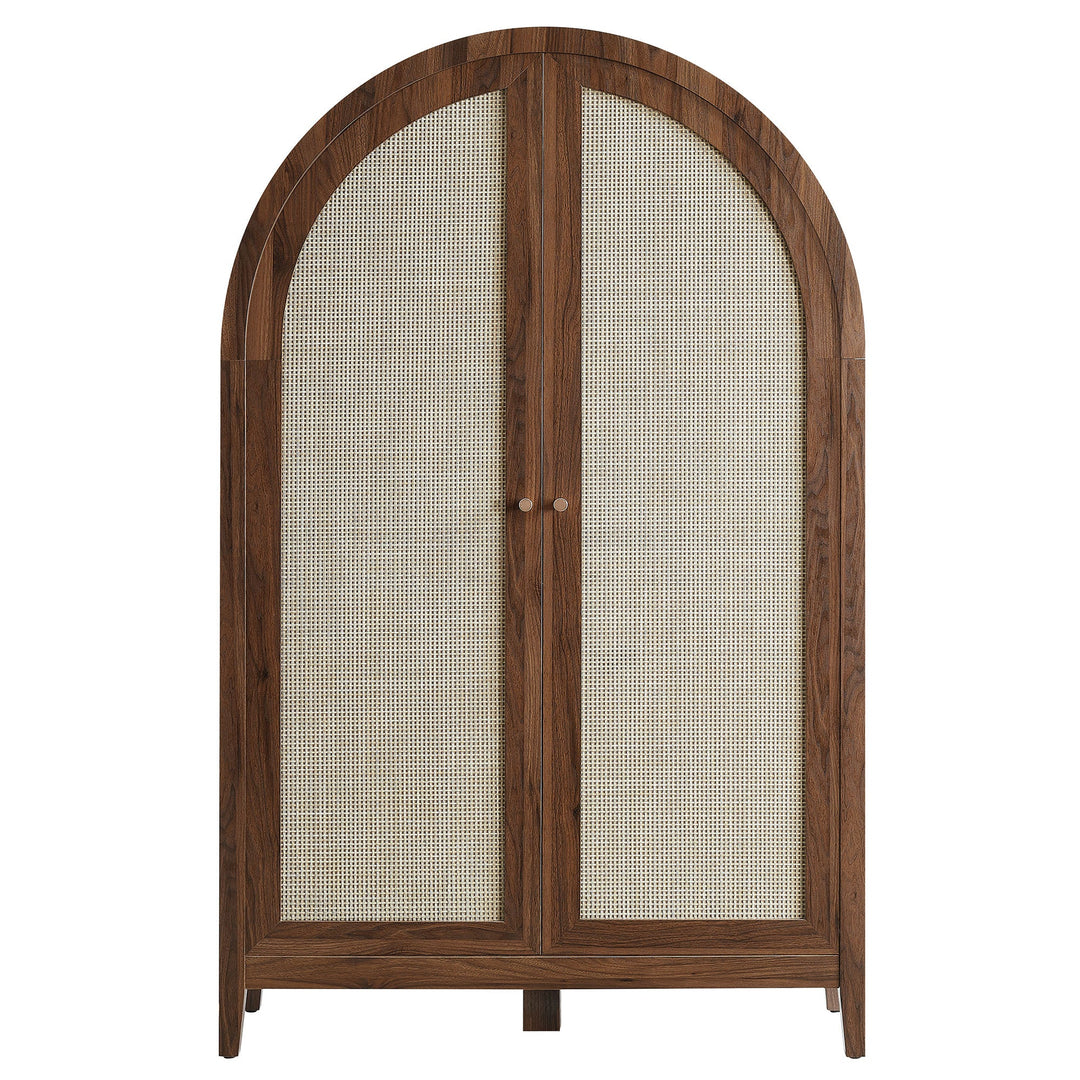 Calista 63 Inch Arched Storage Cabinet With Folding Desk — Walnut — alternate view