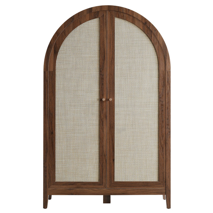 Calista 63 Inch Arched Storage Cabinet With Folding Desk — Walnut — alternate view