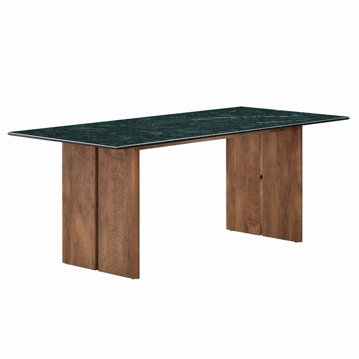 Amistad 86 Inch Marble Dining Table — Walnut Green Marble — front view