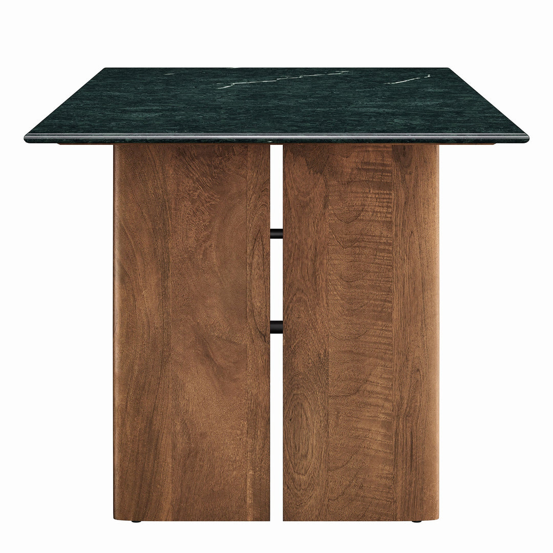 Amistad 86 Inch Marble Dining Table — Walnut Green Marble — alternate view