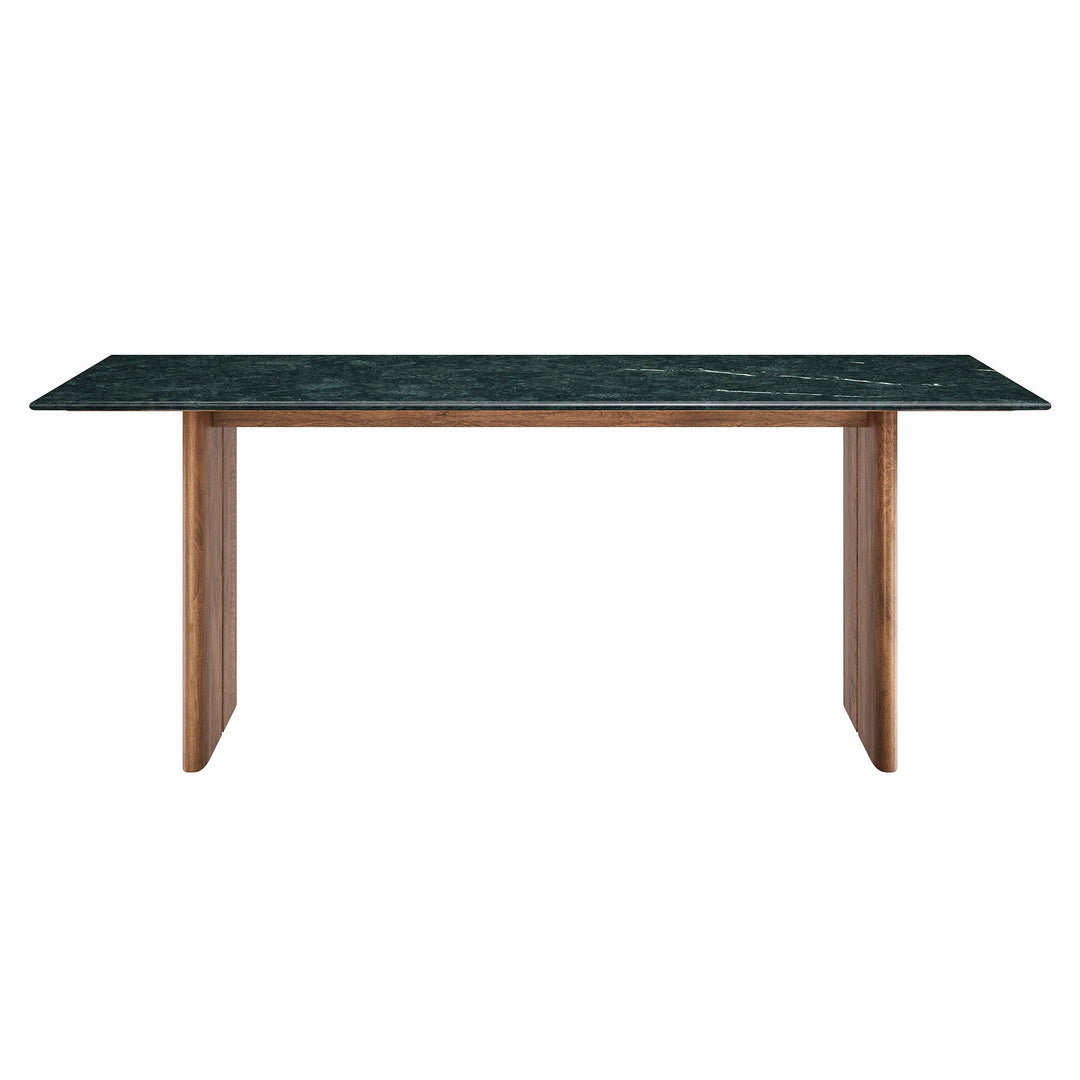 Amistad 86 Inch Marble Dining Table — Walnut Green Marble — detail view