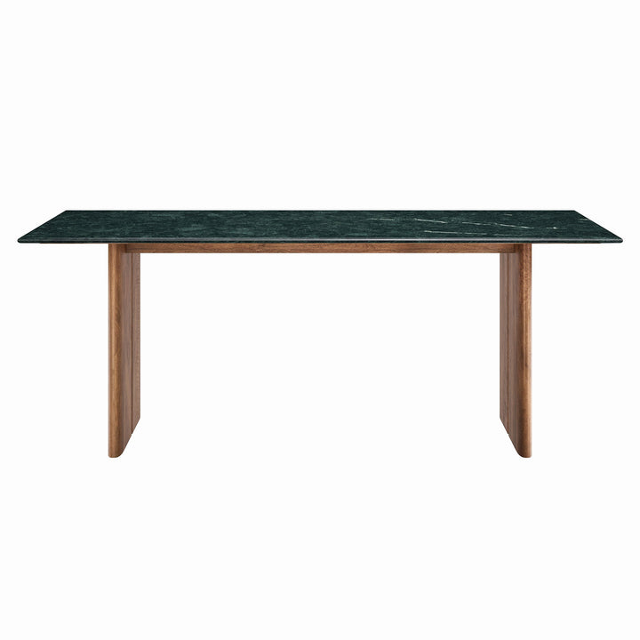 Amistad 86 Inch Marble Dining Table — Walnut Green Marble — detail view