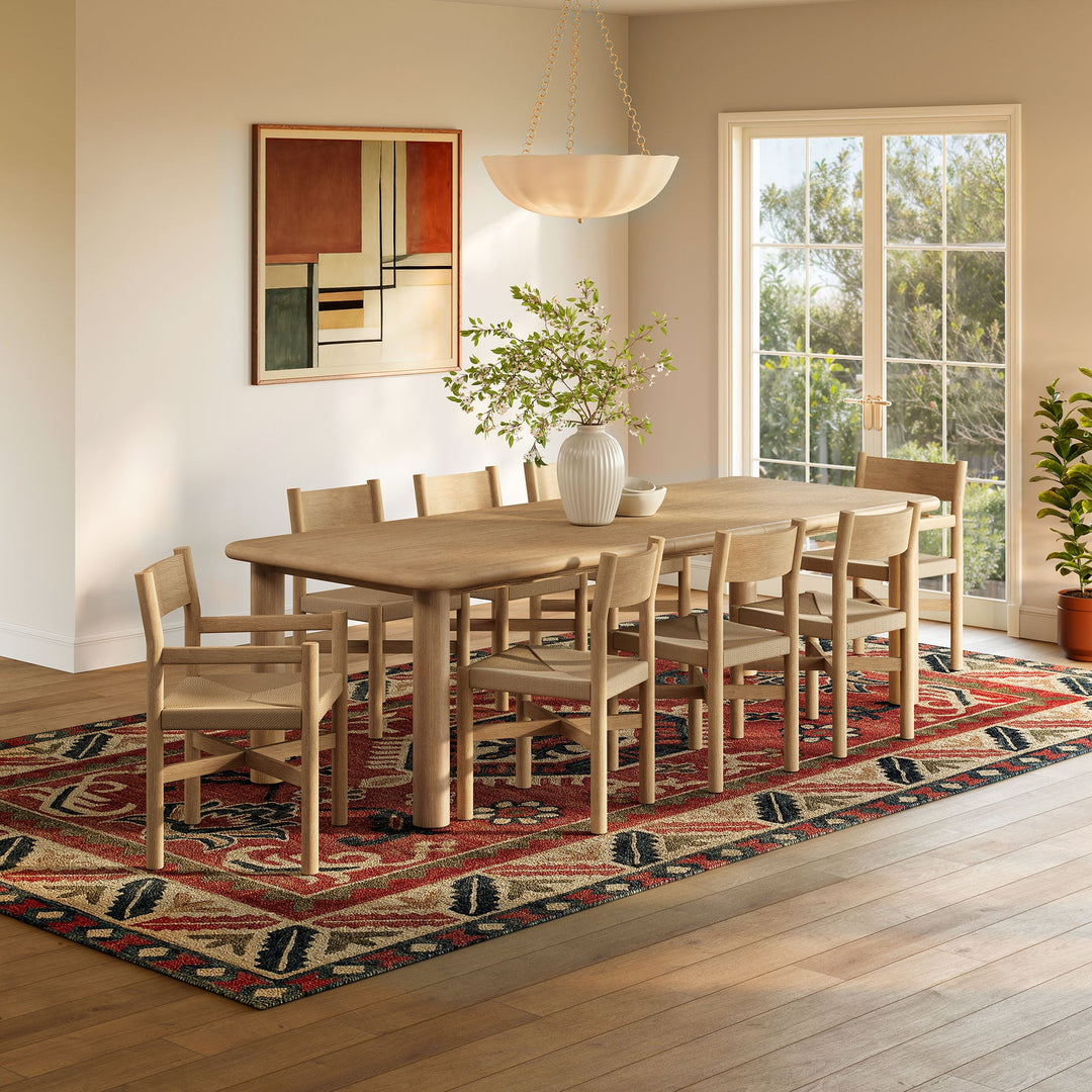 Alvia 9-Piece Oak Wood Extendable Dining Table and Chairs Set — Weathered Oak — room setting