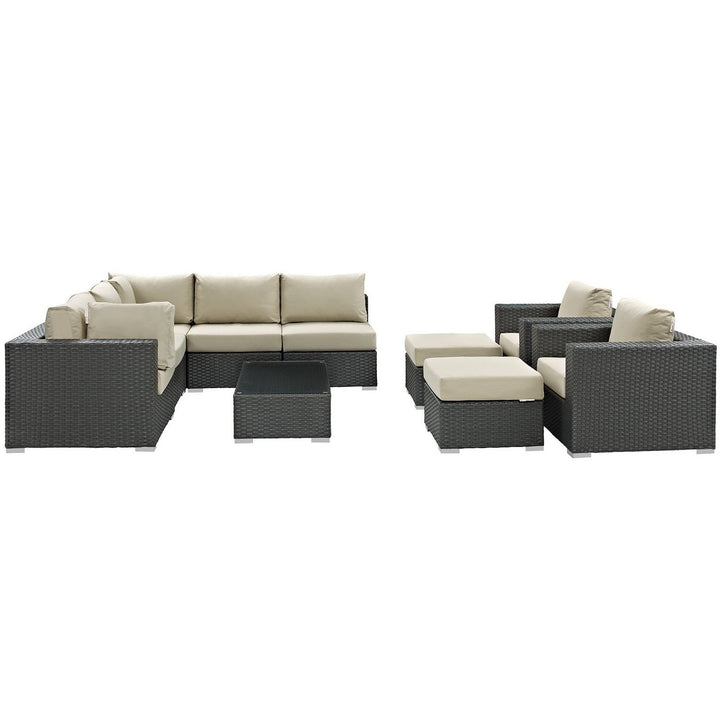 Sojourn 10 Piece Outdoor Sunbrella® Sectional Set — Canvas Antique Beige — detail view