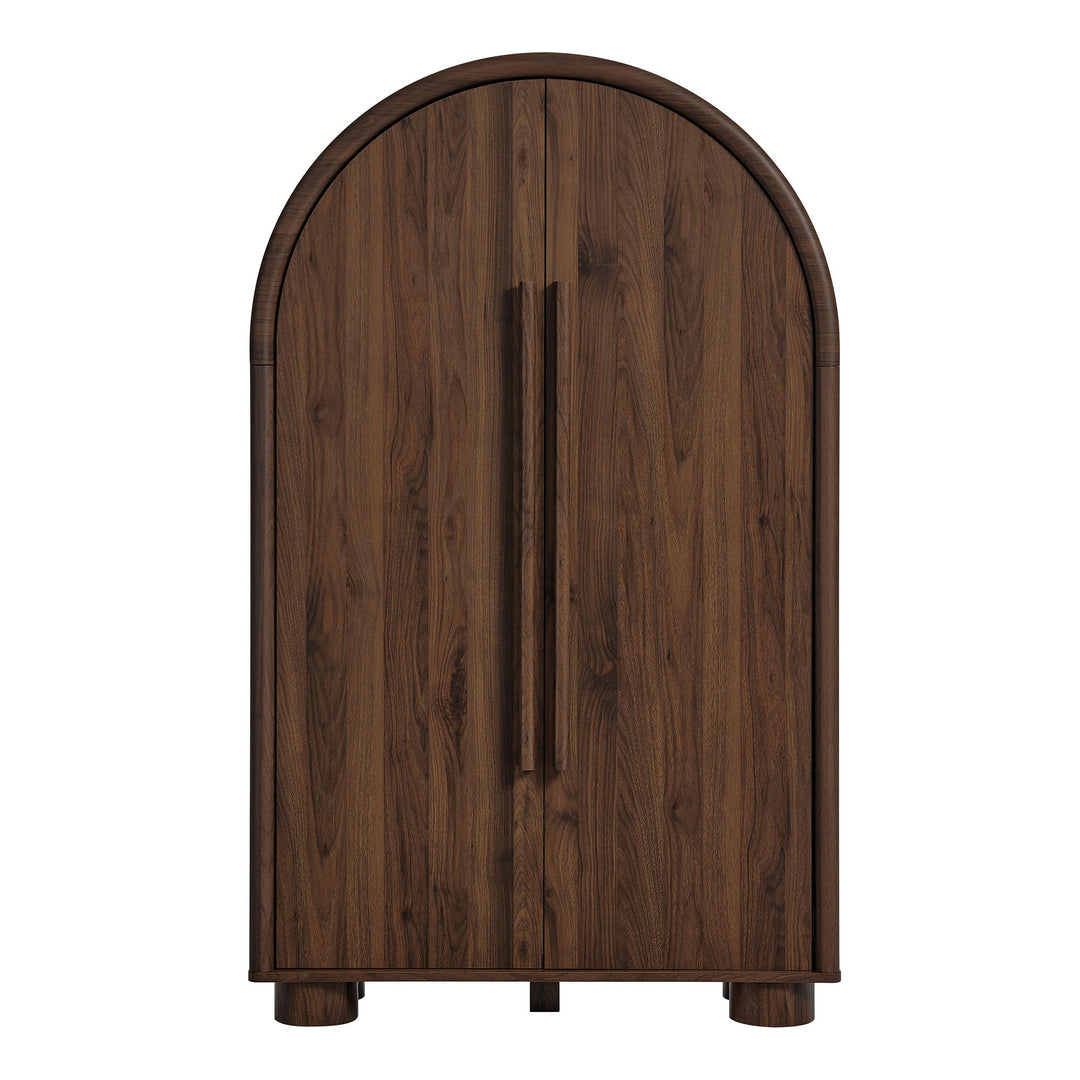 Bellamy Arched Fold-Out Desk Cabinet — Walnut — detail view